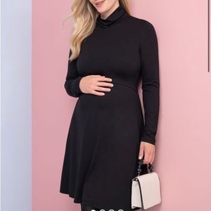 Seraphine Roll neck black maternity & nursing dress size 6 turtleneck